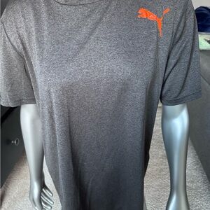 Mens Puma Activewear Shirt Short Sleeve Gray Grey Sz M Medium